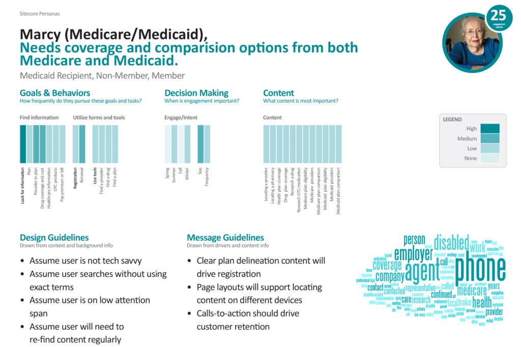 Persona depiction of a dual eligibility managed healthcare patient with more details